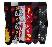 Hyp Dungeons & Dragons Men's Casual Crew Socks, 6-Pack, Size 8-12, Grey, 8-12