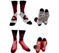 Hyp "Sock Talk Dungeons and Dragons D&D 2 pack Men's Dress Crew Socks. 2 pair - D&D Ampersand D20 Logo & Dragon - Bottom Sole Text Dungeon Master & Don't Split the Party Men’s Shoe Size 6-12,