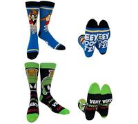 Hyp “Sock Talk” Looney Tunes 2 pack Men's Socks. 2 pair Tasmanian Devil Taz & Marvin the Martian -- Bottom Sole Text: EEY OOF TZ & Very Angry Men’s Shoe Size 6-12, Multicolor, 4.5-12 UK