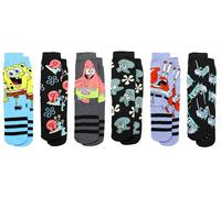 Hyp Spongebob Socks for Men, 6 Pair Pack Spongebob & Patrick Socks for Adults, Shoe Size 6-12, Black, 8-12