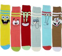 Hyp Spongebob Socks for Men, 6 Pair Pack Spongebob & Patrick Socks for Adults, Shoe Size 6-12, Yellow, Large