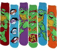 Hyp Teenage Mutant Ninja Turtles TMNT 6 Pair Pack Novelty Athletic Crew Socks for Men, Shoe Size 6-12, Green, 8-12