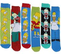 Hyp The Simpsons Characters Men's Casual Crew Socks, 6-Pack, Size 8-12, Blue, 8-12