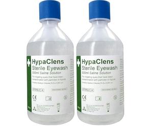HypaClens Emergency Sterile Saline Solution Eye Wash Bottle (500 ml) - 0.9% Sodium Chloride Solution (Pack of 2)