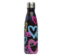 Hype Black Graffiti Heart Metal Water Bottle Screw Top Hype Black