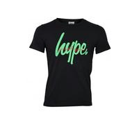 Hype Boys Crew-Neck Neon Double Logo T-Shirt, Black - Age 13