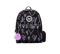 hype Girls Backpack, Black with Purple Iconic Glitter Scribble Hearts, School Bag for Kids, Comfortable Rucksack with Bottle Holder, 3 Storage Compartments, Padded, Adjustable Straps & Grab Handle