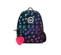 Hype Girls Backpack, Black with Blue, Pink & Purple Scribble Style Hearts, School Bag for Kids, Comfortable Rucksack with Bottle Holder, 3 Storage Compartments, Padded, Adjustable Straps & Grab Handle