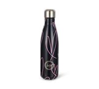 hype Girls Black Purple Glitter Scribble Hearts Thermal Water Bottle | BPA Free