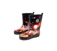 hype KIDS UNISEX BLACK DINO METEOR RUBBERISED CREST WELLIES Size: UK11.5/12.5