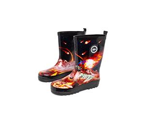 hype KIDS UNISEX BLACK DINO METEOR RUBBERISED CREST WELLIES Size: UK11.5/12.5
