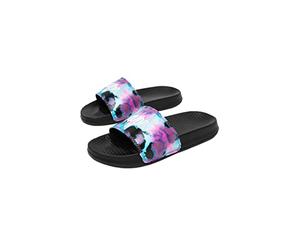 hype KIDS UNISEX BLACK PINK TIE DYE SCRIPT SLIDERS Size: JNR01
