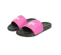 hype kids unisex boys girls non-slip sliders summer outdoor shower beach slip-ons (Multi Black Pastel Leopard Script, UK Footwear Size System, Big Kid, Numeric, Medium, 13)