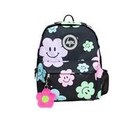 hype Unisex Black Happy Flowers Badge Backpack