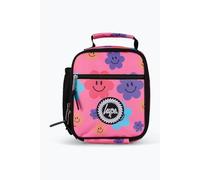 hype Unisex Lunch Bag, Pink Happy Flowers | Unisex kids meal carrier with thermal lining, 3 storage sections, bottle holder, grab handle and easy-clean fabric