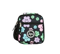 hype Unisex Lunch Box, Black Pastel Flowers | School food carrier with roomy insulated storage, thermal lining, bottle pocket, grab handle and easy-clean exterior