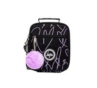 hype Unisex Lunch Box, Purple Glitter Scribble Hearts | Kids school food bag with thermal lining, roomy storage, mesh bottle pocket, sturdy grab handle and easy-clean finish