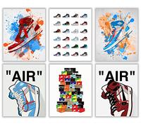 Hypebeast Sneaker Poster - Unframed Set of 6 (8 x 10 Inch) - AJ Wall art, Hypebeast Room Decor, Michael Jordan Poster, Sneaker Air Gym Shoes Shoebox Collection Aesthetic Cool Poster for Teen Boys