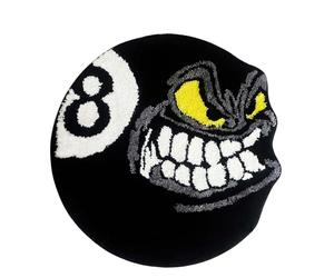 HYPEECE Angry Rug with 8 Balls, Round, 32", Cool Hypebeast Decoration, Black Flocking, Soft, Aesthetic Rug for Bedroom and Living Room, Y2k Style (32"x32")