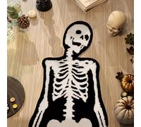 HYPEECE Halloween Bathroom Rugs, Spooky Skull Bath Mat Gothic Decor, Cool Rugs for Bedroom, High-Pile Soft Flocking Gothic Rug, Black & White, 28”×40” (Skeleton)