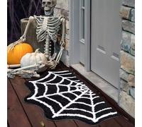 HYPEECE Halloween Spider Web Bath Mat, Spooky Halloween Bathroom Rugs, High-Pile Soft Flocking Cool Rugs for Bedroom, Gothic Rug Gothic Home Decor, Black&Hot Pink, 24”×24” (Spider Web)