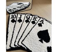 HYPEECE Playing Cards Rug, 32"x24" Royal Flush Cool Rugs for Bedroom Aesthetic, Ultra Thick Flocked Hypebeast Room Decor, Absorbent Non-Slip Machine Washable Funky Rug for Man Cave, Teens & Kids Room