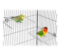 Hypeety 2pcs Stainless Steel Bird Perch Open-Grid Perch for Small and Large Parrots Claw-Friendly Grip Perch Easy Clean Cage Stand Bird Cage Platform for Budgies Cockatiels Conures Quakers Lovebirds