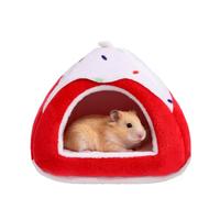 Hypeety Christmas Hamster Bed Hideout Small Pet Cozy Plush Nest, Red House | Soft plush bed for hamsters/rats/small pets, machine washable, Christmas decor, hamster cage accessories, warm winter hide