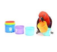 Hypeety Pet Bird Parrot Educational Stacking Cup Treat Toy Colorful Training Toy Intelligence Development Playing Training Toy for Macaw Budgies Parakeet Cockatoo
