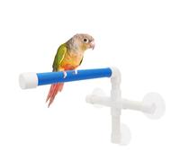 Hypeety Suction Cup Bird Perch Strong Window Shower Bath Stand for Parrots | 3 heavy-duty suction cups for glass/tile, portable holder platform for shower window use, for parakeets/conures/cockatiels, A