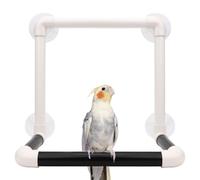 Hypeety Suction Cup Bird Perch Strong Window Shower Bath Stand for Parrots | 4 heavy-duty suction cups for glass/tile, portable holder platform for shower window use, for parakeets/conures/cockatiels