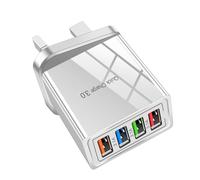 Hyper Charge Pro Charger, 4-Port Quick Charge 3.0 Hub, USB Plug Fast Charging with Temp Control, Allows Simultaneous Charging Of Up To Four Devices, Compatible with All Phones & Devices (White)