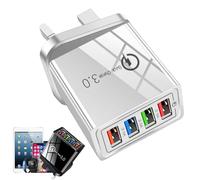 Hyper Charge Pro Charger, 4-Port USB Fast Charging Block with Quick Charge 3.0 - Wall Plug for iPhone, iPad, Samsung, Pixel, Tablet and More (White)