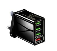 Hyper Charge Pro, Hyper Charge Pro Charger, 4-Port Hypercharge Pro Phone Charger with Temp Control, Fast Charging (UK,black)