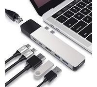 Hyper Drive USB C Hub, Dual Type C Hub Adapter voor MacBook Pro 2020 2019, Multi-Port Thunderbolt USB-C Dongle w Gigabit Ethernet, 40Gb/s C-USB 100W, 5Gb/s Type-C w 60W PD, 4K HDMI
