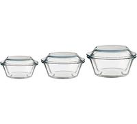 Hyper Mart Borosilicate Glass Casserole Set, Round Dishes with Lids, 0.5L, 1.0L, 1.5L, Oven & Microwave Safe (Set of 0.5Ltr+1.0Ltr+1.5Ltr)