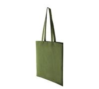 Hyper Mart Cotton 5oz(150gsm) Eco friendly Plain Natural Reusable Shopping Tote Bags Eco Friendly Long Handle Grocery Bag (Olive, 5 bags)