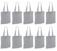 Hyper Mart Cotton 5oz(150gsm) Eco friendly Plain Natural Reusable Shopping Tote Bags Eco Friendly Long Handle Grocery Bag (Grey, 10 bags)