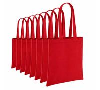 Hyper Mart Cotton 5oz(150gsm) Eco friendly Plain Natural Reusable Shopping Tote Bags Eco Friendly Long Handle Grocery Bag (Rose Red, 10 bags)