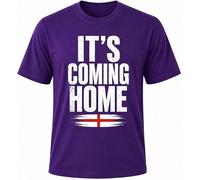 Hyper Mart England Football World Cup Cotton T-Shirt, It's Coming Home Theme, Unisex, Regular Fit, Graphic Print, Match Day Fan Wear (UK, Alpha, M, Regular, Regular, Purple)