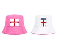 Hyper Mart England Reversible Bucket Hat, Unisex, Polyester, St George's Cross, Red and White, 56-58cm, for Football, World Cup, Euros, Outdoor Events Holidays (Pink/White, England)
