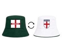 Hyper Mart England Reversible Bucket Hat, Unisex, Polyester, St George's Cross, Red and White, 56-58cm, for Football, World Cup, Euros, Outdoor Events Holidays (Bottle Green/White, England)