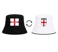 Hyper Mart England Reversible Bucket Hat, Unisex, Polyester, St George's Cross, Red and White, 56-58cm, for Football, World Cup, Euros, Outdoor Events Holidays (Black/White, England)