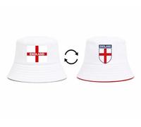 Hyper Mart England Reversible Bucket Hat, Unisex, Polyester, St George's Cross, Red and White, 56-58cm, for Football, World Cup, Euros, Outdoor Events Holidays (White/White, England)