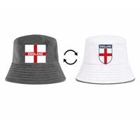 Hyper Mart England Reversible Bucket Hat, Unisex, Polyester, St George's Cross, Red and White, 56-58cm, for Football, World Cup, Euros, Outdoor Events Holidays (Grey/White, England)