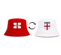 Hyper Mart England Reversible Bucket Hat, Unisex, Polyester, St George's Cross, Red and White, 56-58cm, for Football, World Cup, Euros, Outdoor Events Holidays (Red/White, England)