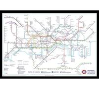 Hyper Mart London Underground Tube Map Poster Black Framed - 96.5 x 66 cms (Approx 38 x 26 inches)