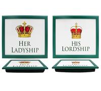 Hyper Mart Multipurpose Lap Tray with Cushion, His Lordship Design, 44 x 33 cm, Green Frame, Suitable for Meals and Laptop (Set of 2 His & Hers Laptray)