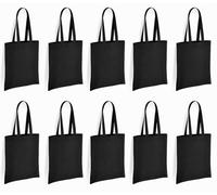 Hyper Mart Pack of 10 reusable grocery cottons bags, 5.5 oz cotton canvas tote, eco friendly super strong washable great choice for promotion branding and gift. Size 38 x 42 x10cm