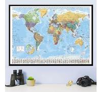 Hyper Mart World Map Poster With Country Flags Black Framed - 96.5 x 66 cms -Approx 38 x 26 inches